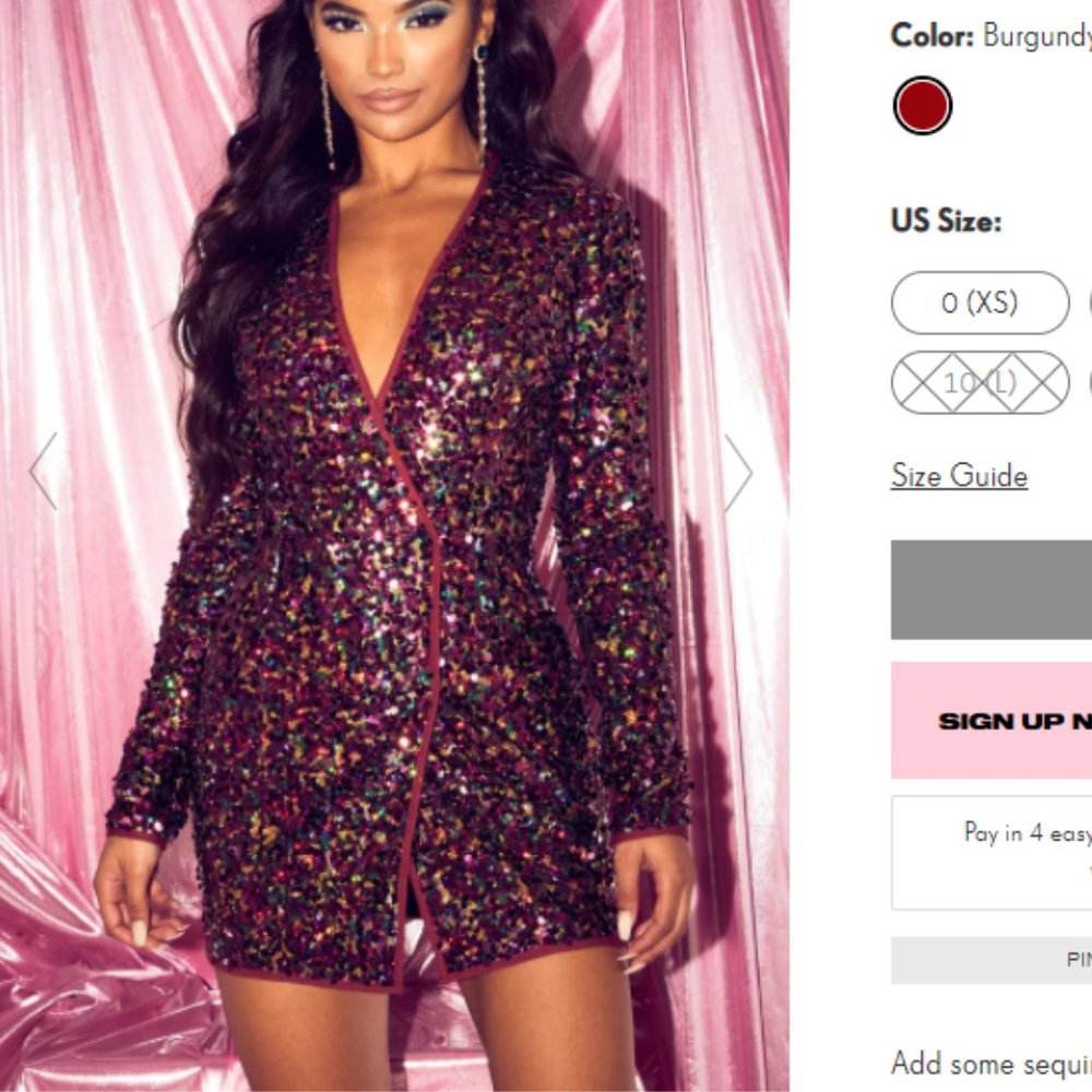 Burgundy Sequin Long Sleeve Blazer Dress NWOT